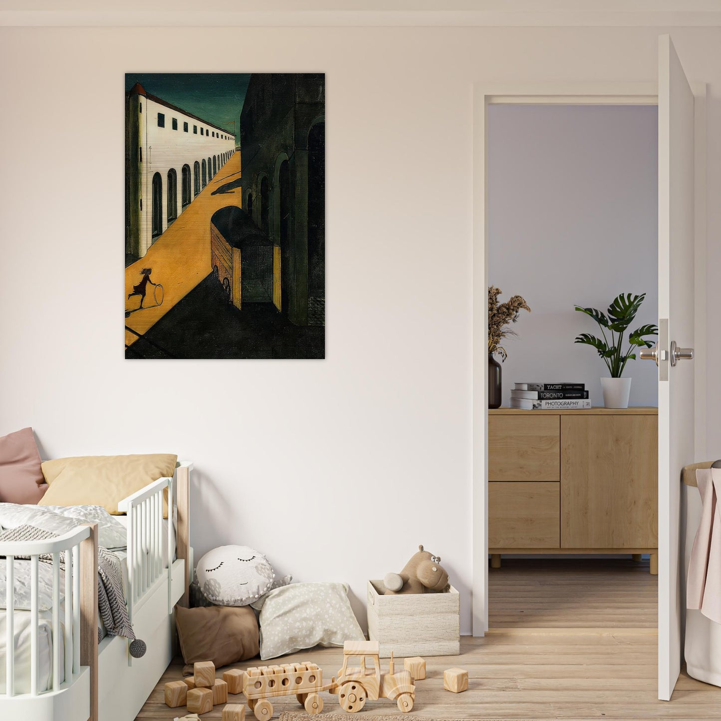 MYSTERY AND MELANCHOLY OF A STREET 1914 - Giorgio de Chirico Brushed Aluminum Print - 70x100 cm / 28x40 inches | Giorgio de Chirico Aluminum Print | Giorgio de Chirico Prints