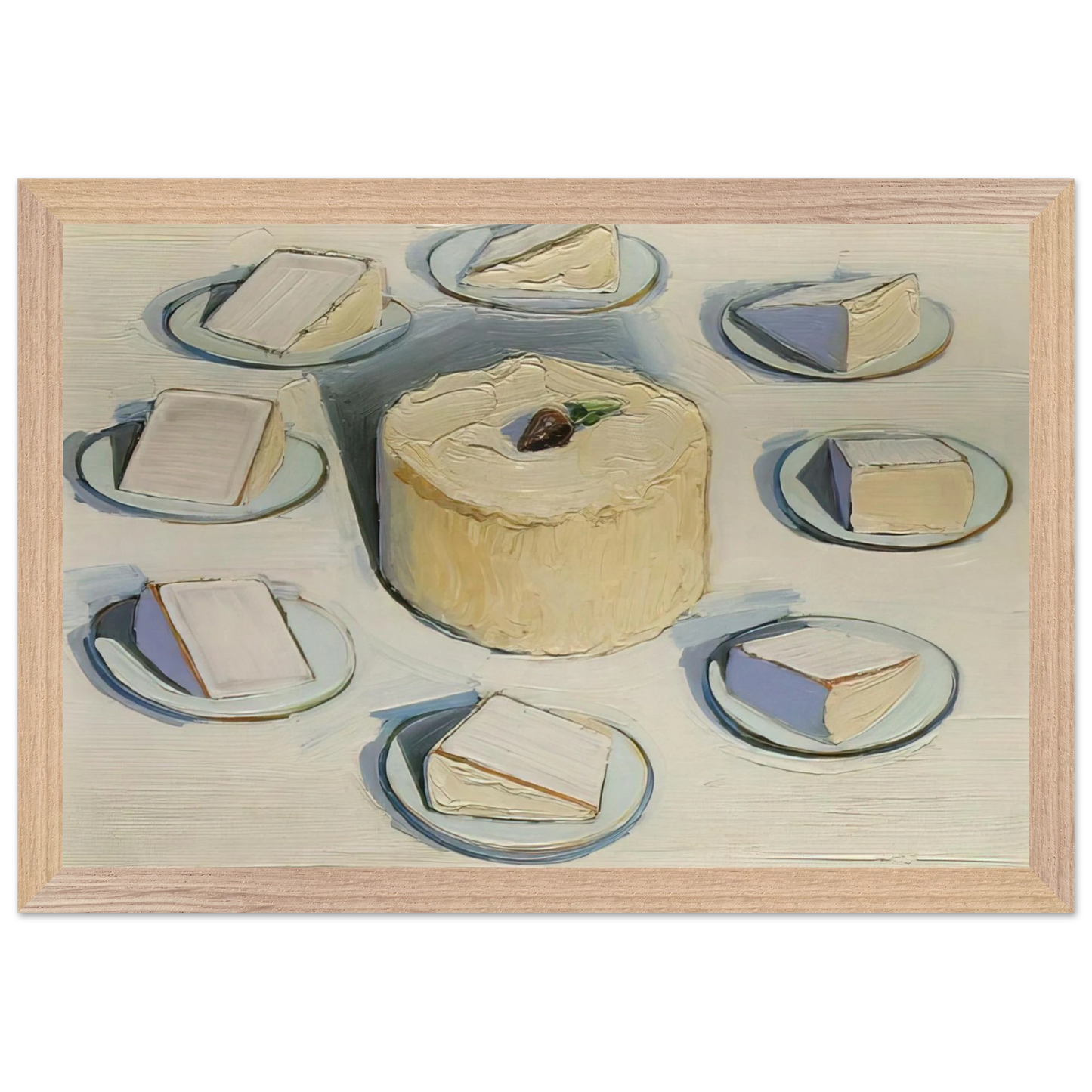 Wayne Thiebaud - Around the Cake - 1962 Wall Art - 21x29.7 cm / 8x12" - Premium Wooden Framed Poster With Fine Art Paper - Black frame
