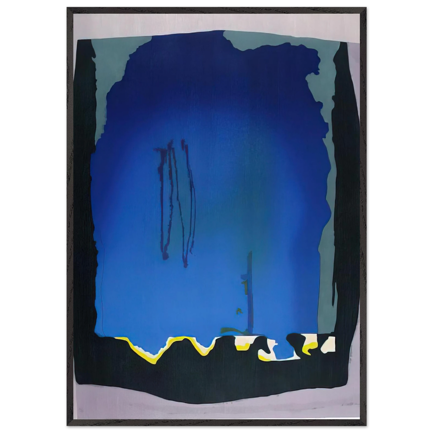 Helen Frankenthaler - Freefall - 1992 Wall art - A2 (42 x 59.4  cm) - Premium Wooden Framed Poster With Fine Art Paper-canvas - Black frame