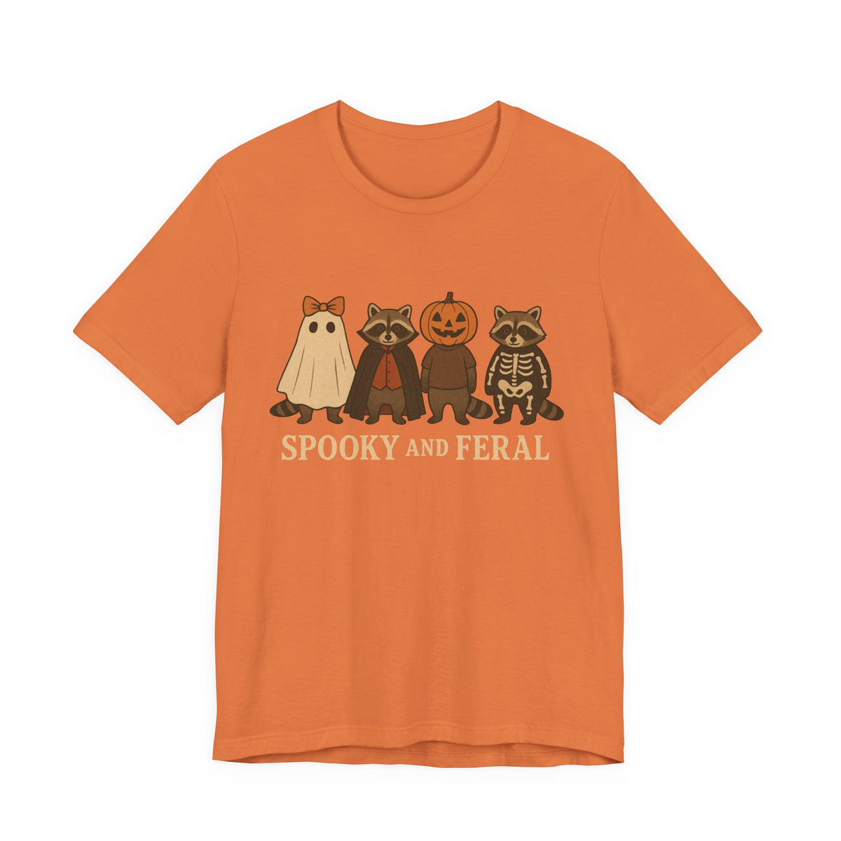 T-shirt "Raton laveur effrayant", T-shirt Halloween drôle à motifs, T-shirt vintage automne mignon, T-shirt tendance femme pour Halloween, T-shirt "Raton laveur sauvage"