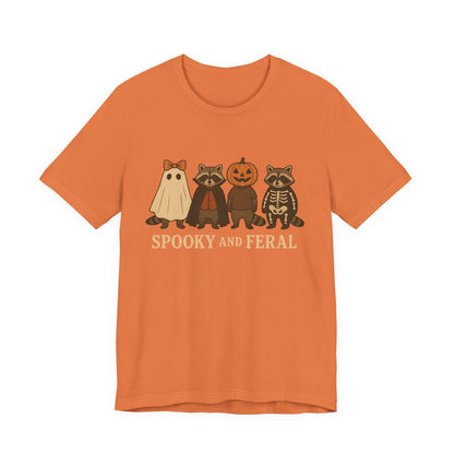 T-shirt "Raton laveur effrayant", T-shirt Halloween drôle à motifs, T-shirt vintage automne mignon, T-shirt tendance femme pour Halloween, T-shirt "Raton laveur sauvage"