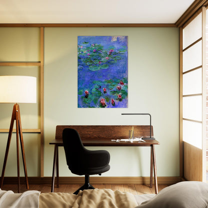 Water Lilies Red - claude monet Brushed Aluminum Print - 70x100 cm / 28x40 inches | claude monet Aluminum Print | claude monet Prints