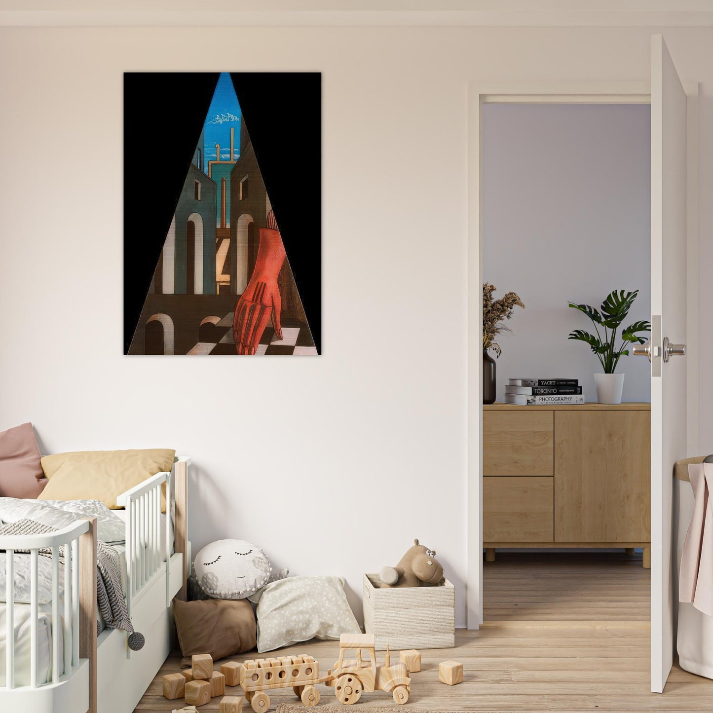 METAPHYSICAL TRIANGLE 1958 - Giorgio de Chirico Brushed Aluminum Print - 70x100 cm / 28x40 inches | Giorgio de Chirico Aluminum Print | Giorgio de Chirico Prints
