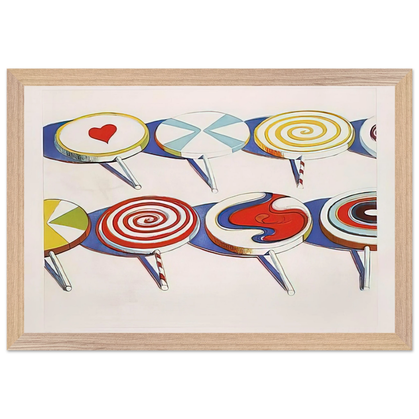 Wayne Thiebaud - Big Suckers - 1971 Wall Art - 21x29.7 cm / 8x12" - Premium Wooden Framed Poster With Fine Art Paper - Wood frame