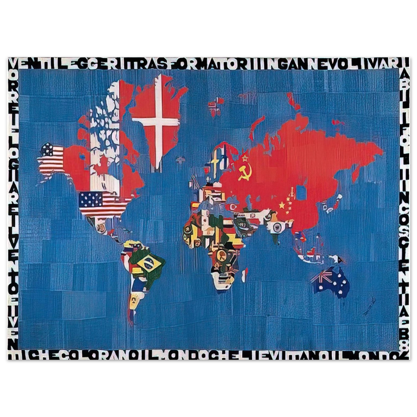 Alighiero Boetti - VORREI ELOGIARE IL VENTO E I VENTI CHE COLORANO  75x100 cm / 30x40inches Fine Art Poster
