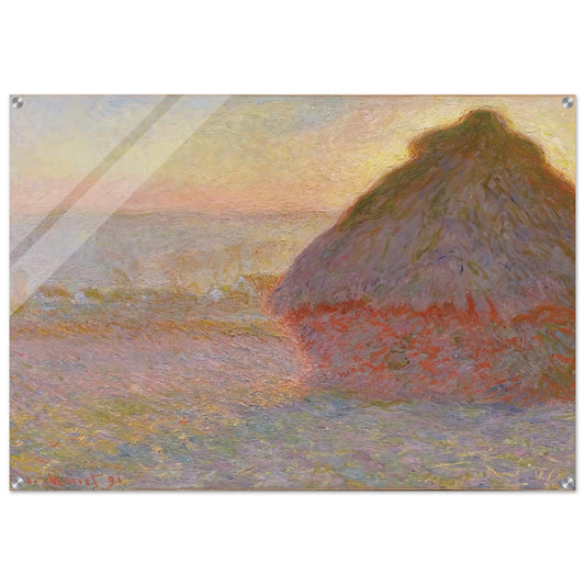 Grainstack Sunset - claude monet Acrylic Print - 70x100 cm / 28x40″ inches | claude monet Wall Art | claude monet Prints