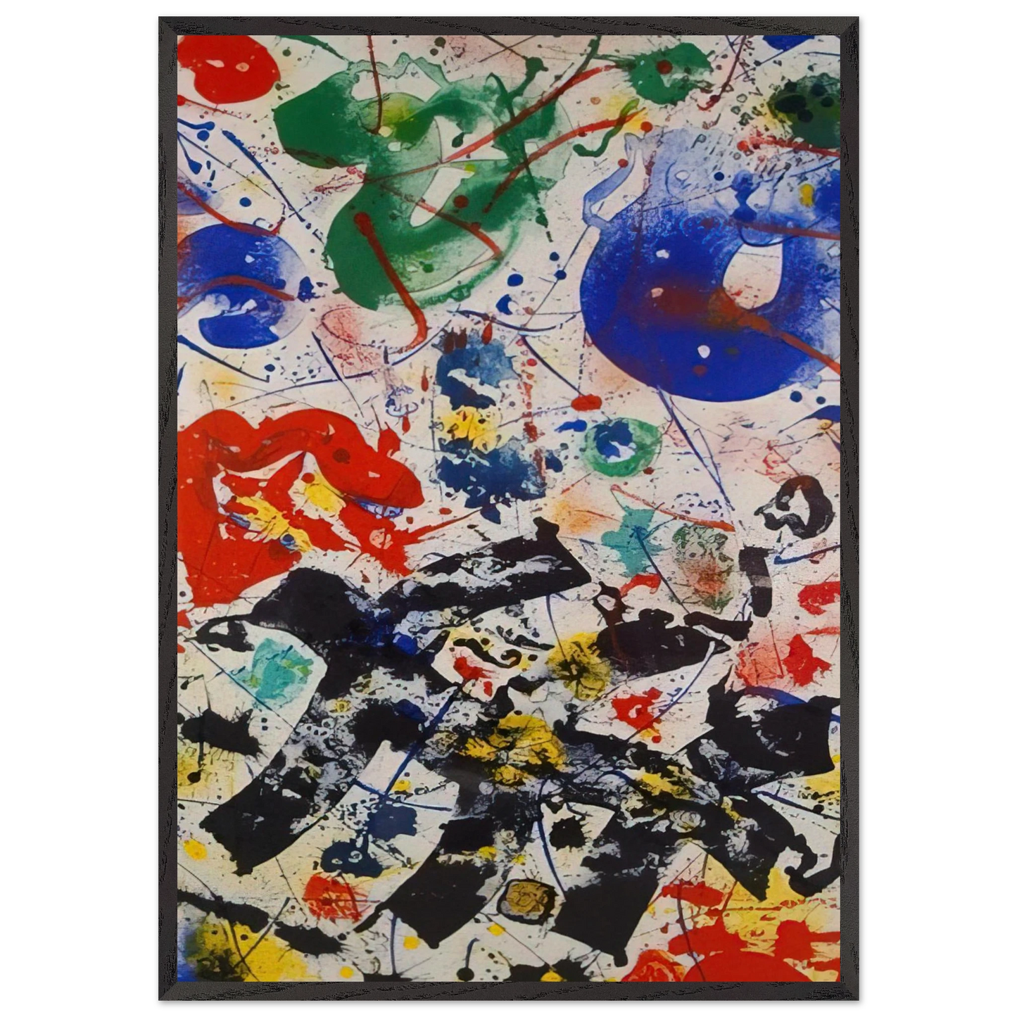 Untitled  SF 357  - Sam Francis 70x100 cm / 28x40 inches Framed Art Print – Black Wooden Frame