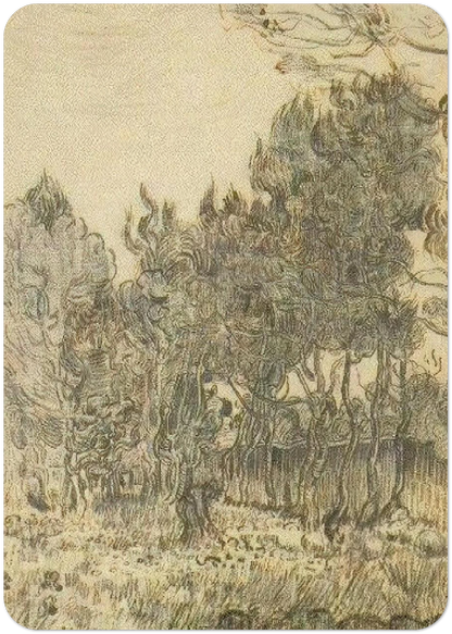 Pine Trees near the Wall of the Asylum By Vincent van Gogh Pack of 10 Post Cards | Vincent van Gogh Post Cards | A6 (10.5 x 14.8 cm) - 4.1 x 5.8 inches