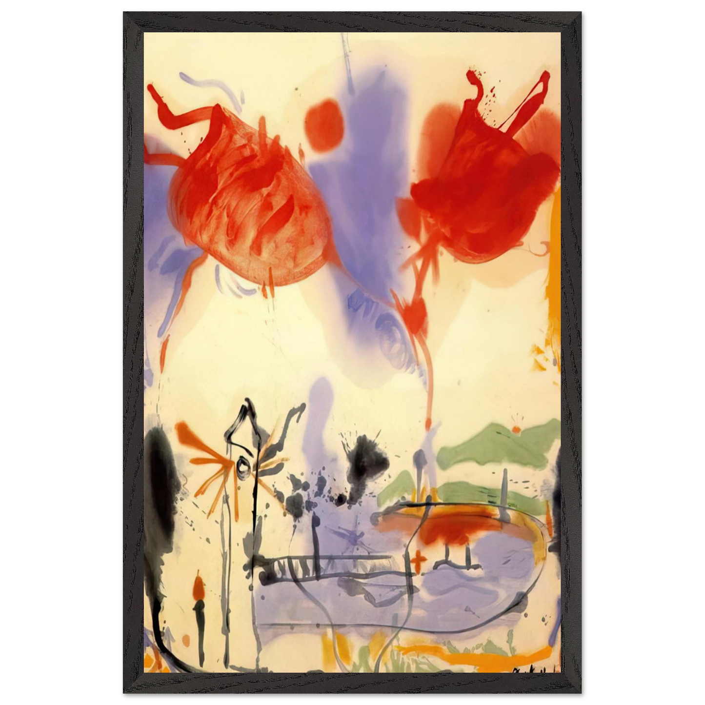 Helen Frankenthaler - Round Trip - 1957 Wall art - 20x25 cm / 8x10 inches - Premium Wooden Framed Poster With Fine Art Paper-canvas - White frame