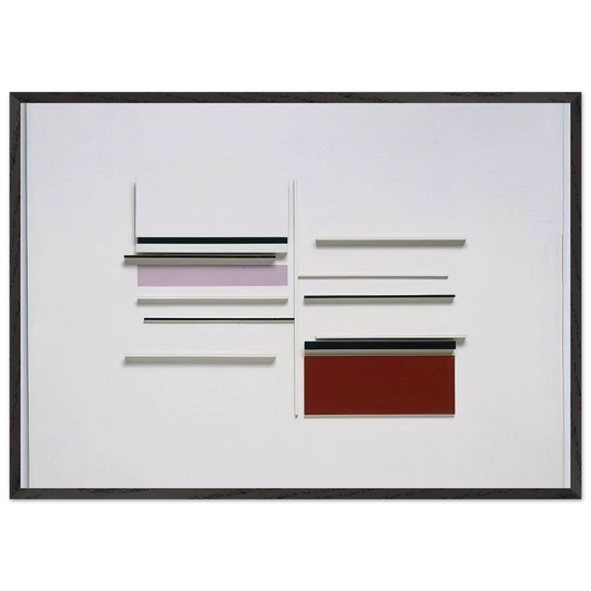 ABSTRACT IN WHITE BLACK INDIAN AND LILAC 1957 - Victor Pasmore 70x100 cm / 28x40 inches Framed Art Print – Black Wooden Frame