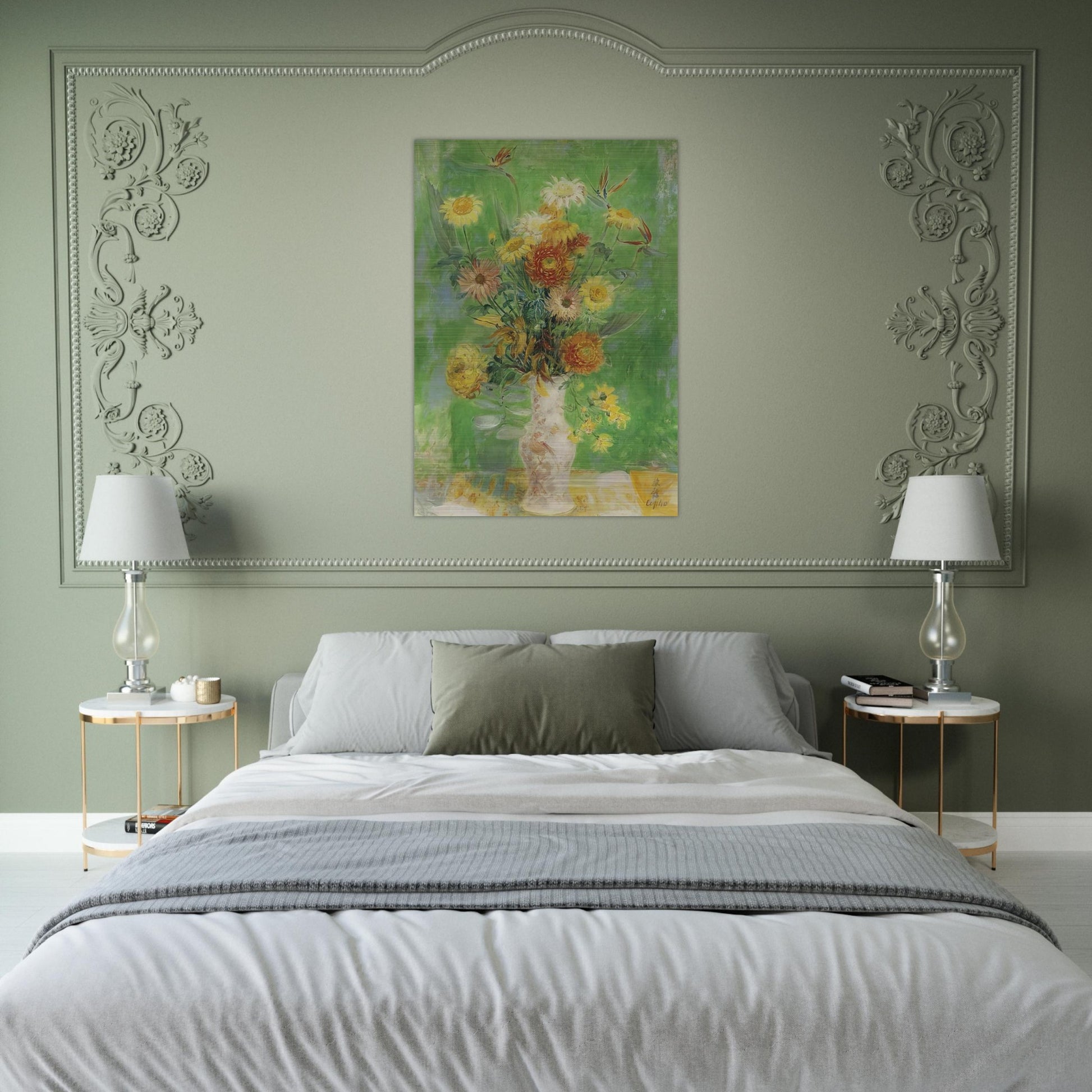 Chrysanthemums and Sunflowers - Post-Impressionism - Le Pho Brushed Aluminum Print - 70x100 cm / 28x40 inches | Le Pho Aluminum Print | Le Pho Prints