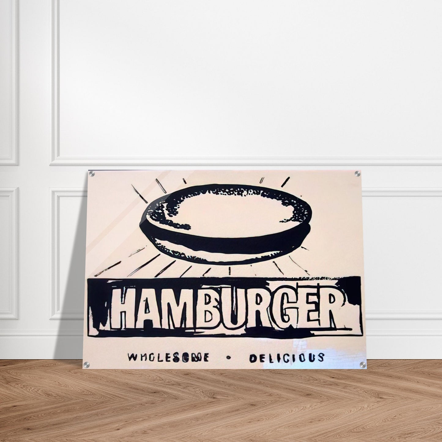 Hamburger  beige  - Andy Warhol Acrylic Print - 70x100 cm / 28x40″ inches | Andy Warhol Wall Art | Andy Warhol Prints