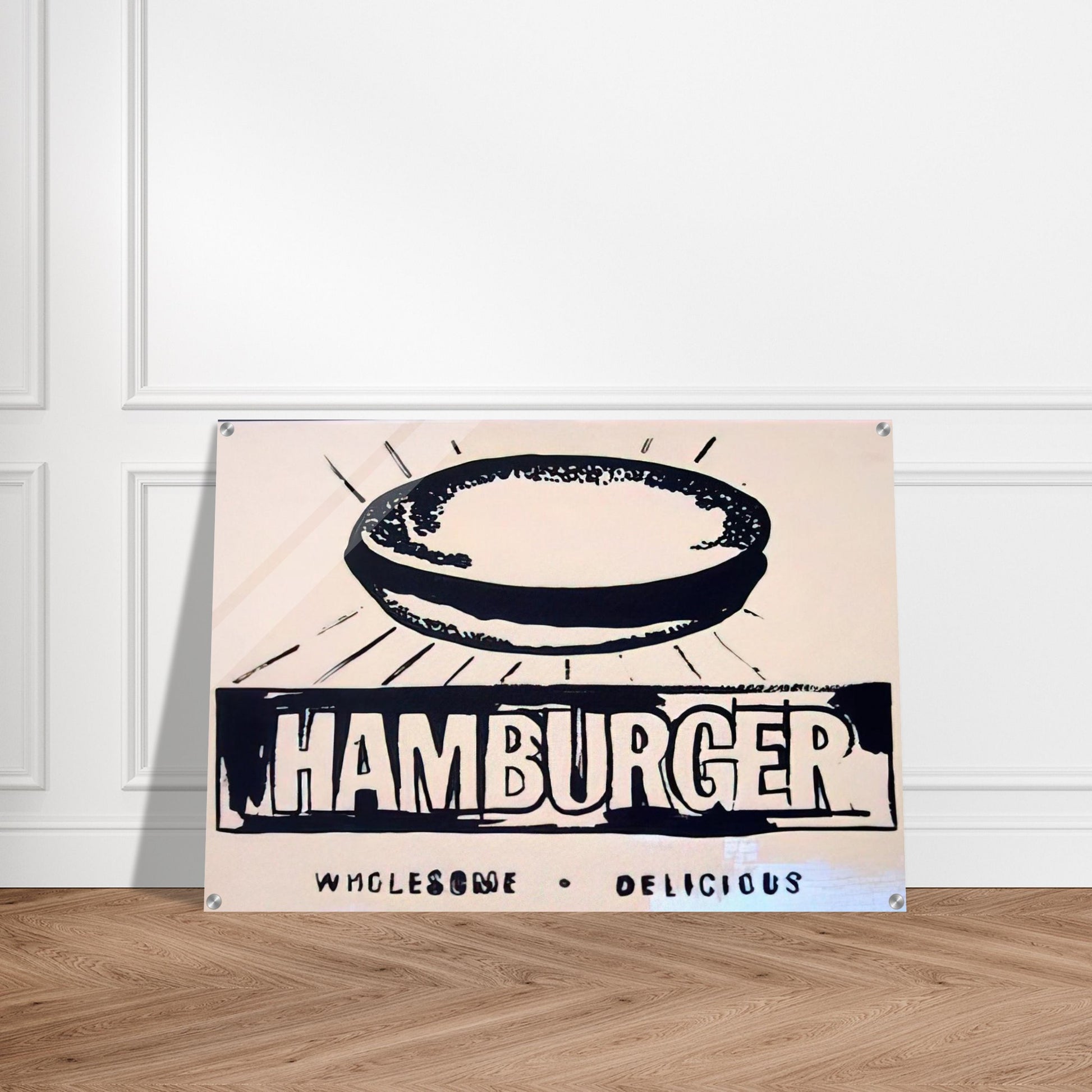 Hamburger  beige  - Andy Warhol Acrylic Print - 70x100 cm / 28x40″ inches | Andy Warhol Wall Art | Andy Warhol Prints