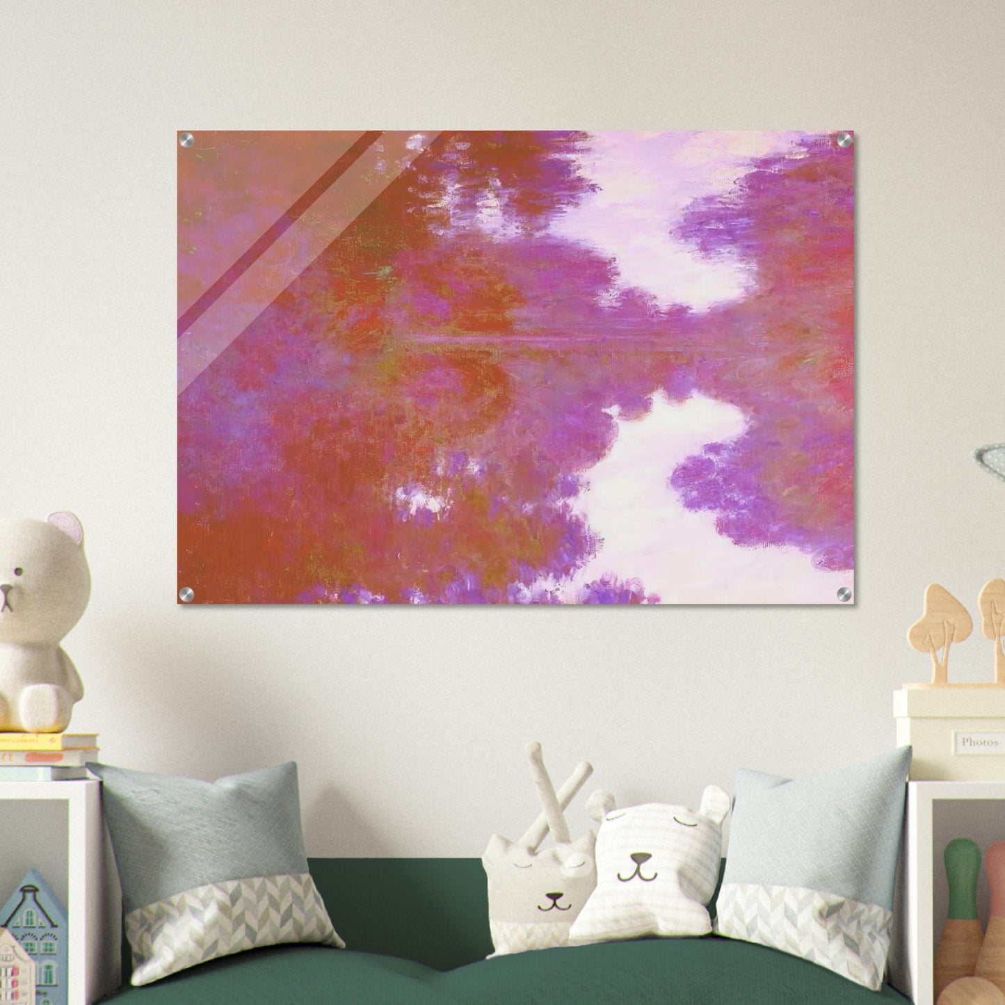 Misty Morning on the Seine, Mauve - claude monet Acrylic Print - 70x100 cm / 28x40″ inches