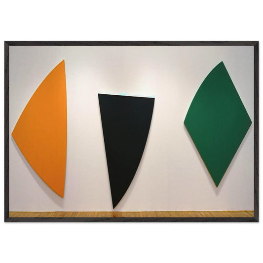 Three Panels Orange Dark Gray Green - Ellsworth Kelly 70x100 cm / 28x40 inches Framed Art Print – Black Wooden Frame