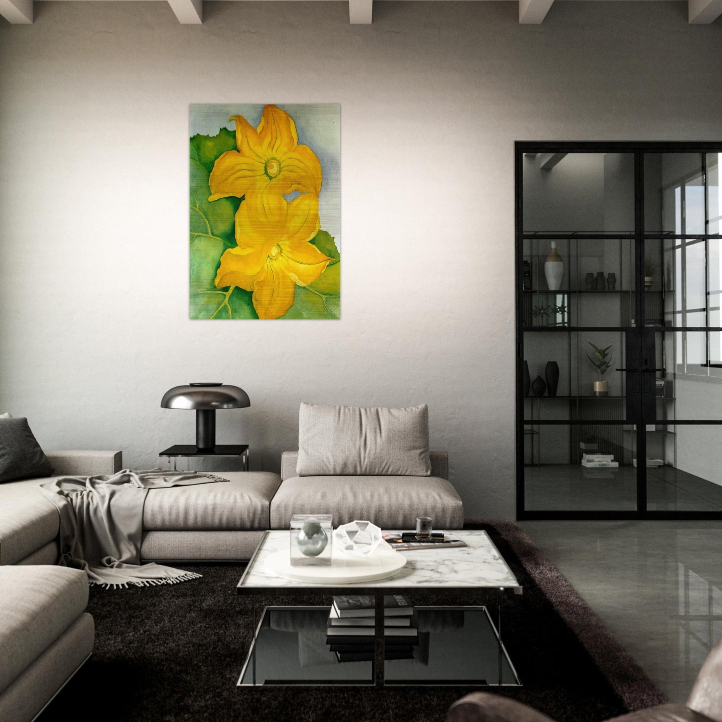 Squash Blossoms I - Georgia O'Keeffe Brushed Aluminum Print - 70x100 cm / 28x40 inches | Georgia O'Keeffe Aluminum Print | Georgia O'Keeffe Prints