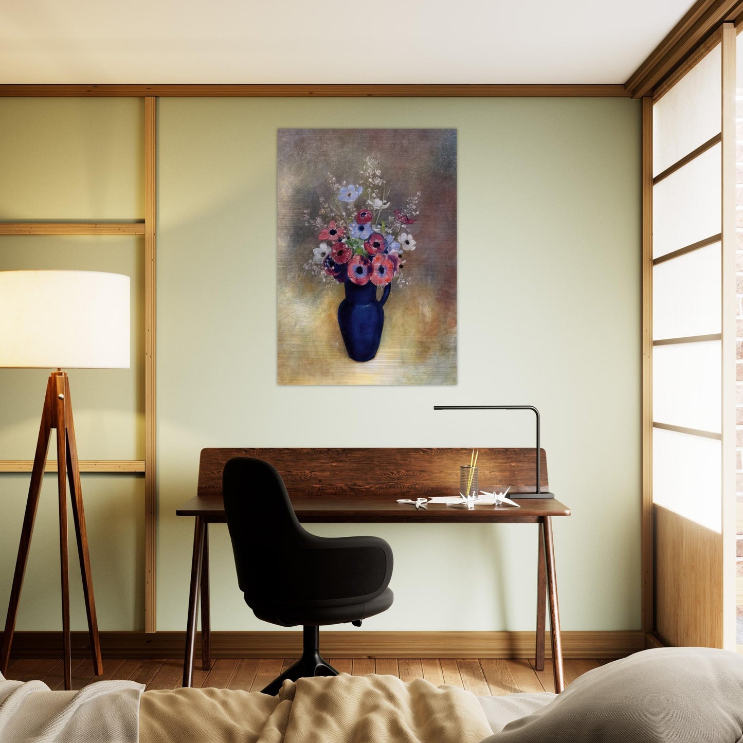 ANEMONES IN A JUG - Odilon Redon Brushed Aluminum Print - 70x100 cm / 28x40 inches | Odilon Redon Aluminum Print | Odilon Redon Prints