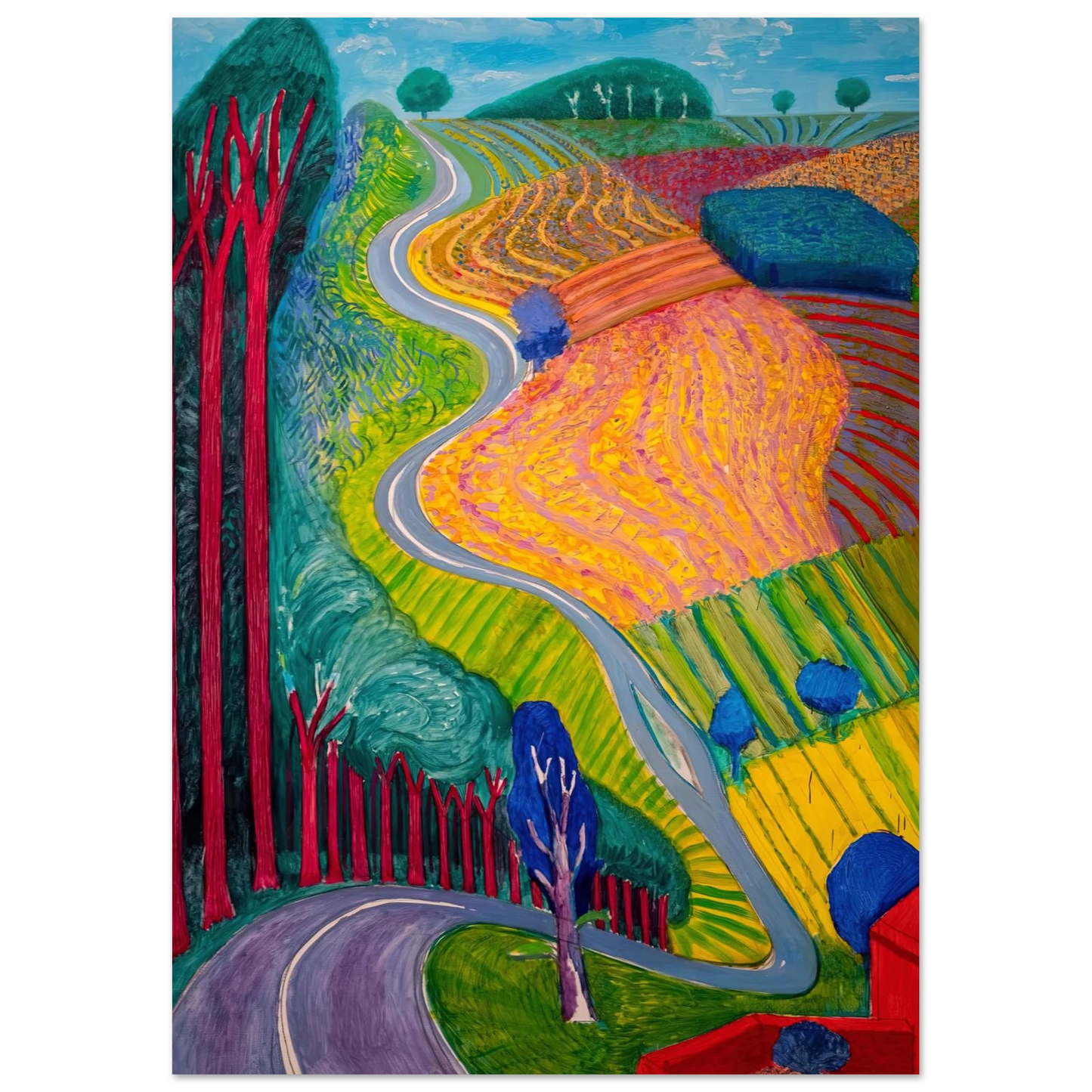 David Hockney - David Hockney Wall art - 15x20 cm / 6x8 inches - Premium Wooden Framed Poster With Fine Art Paper-canvas - Wood frame