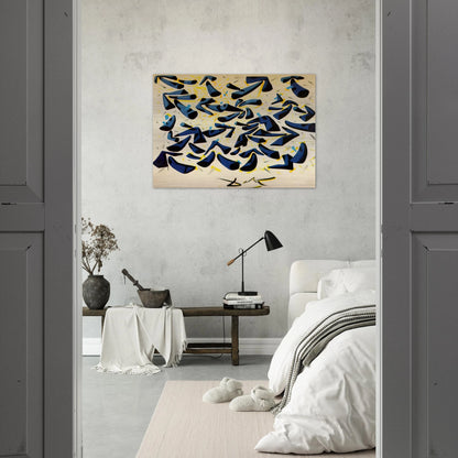 BLUE HORNS DESIGN FOR A SCARF - Salvador Dali Brushed Aluminum Print - 70x100 cm / 28x40 inches | Salvador Dali Aluminum Print | Salvador Dali Prints