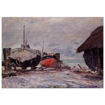 Fishing Boats at Etretat - claude monet Brushed Aluminum Print - 70x100 cm / 28x40 inches | claude monet Aluminum Print | claude monet Prints