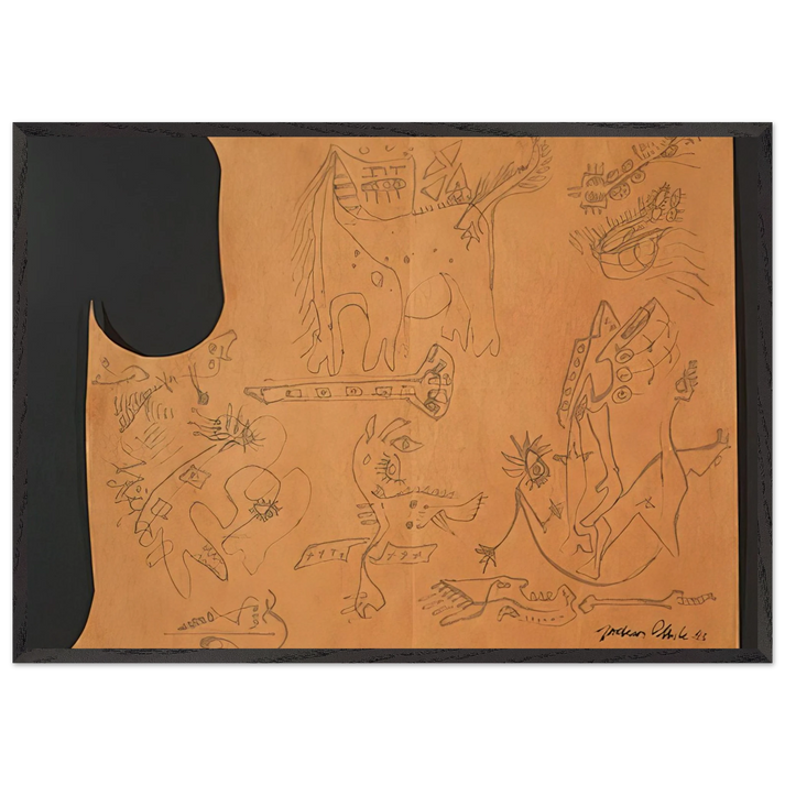 UNTITLED 4 N1 - Jackson Pollock 70x100 cm / 28x40 inches Framed Art Print – Black Wooden Frame