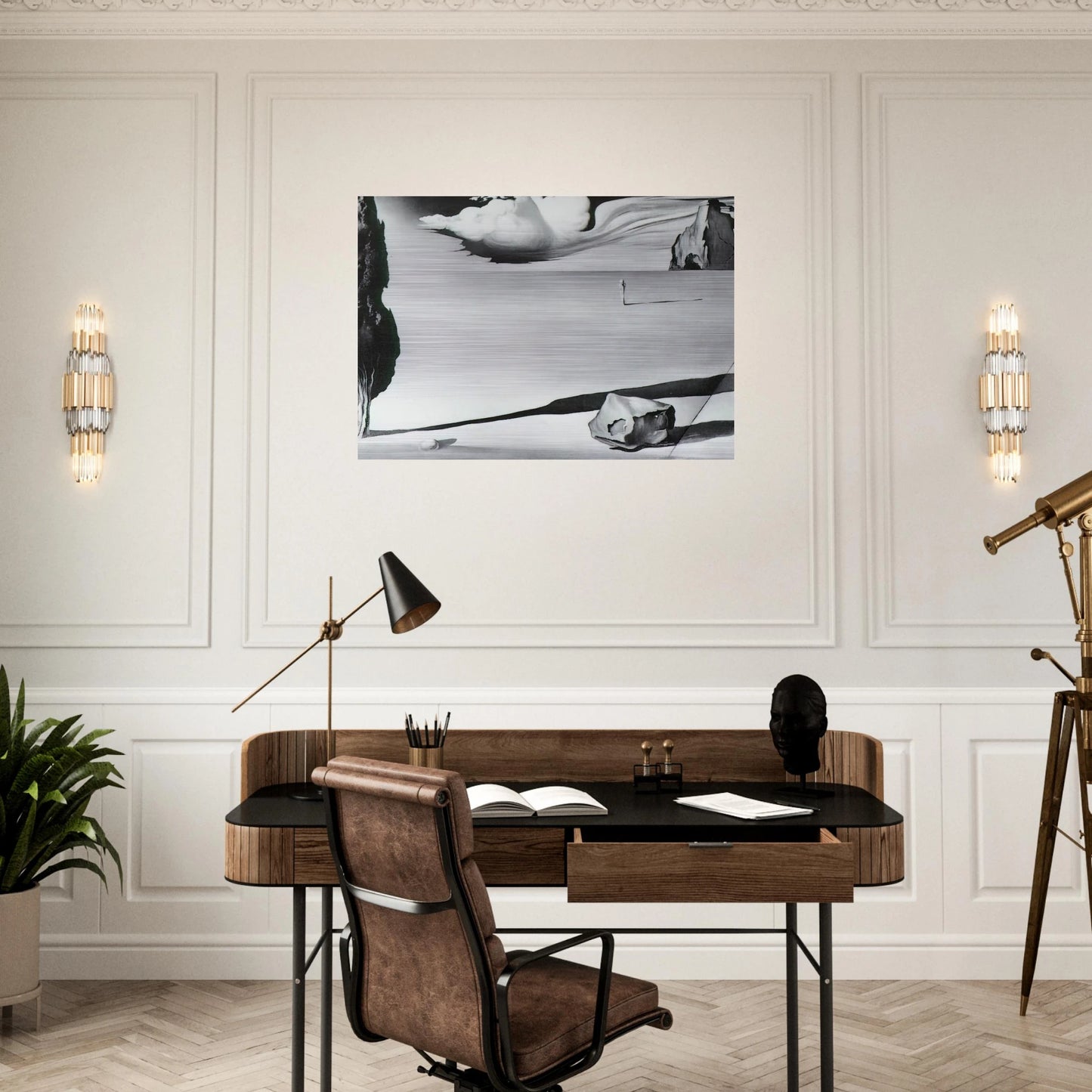 DESIGN FOR THE SET OF THE FILM SPELLBOUND - Salvador Dali Brushed Aluminum Print - 70x100 cm / 28x40 inches | Salvador Dali Aluminum Print | Salvador Dali Prints