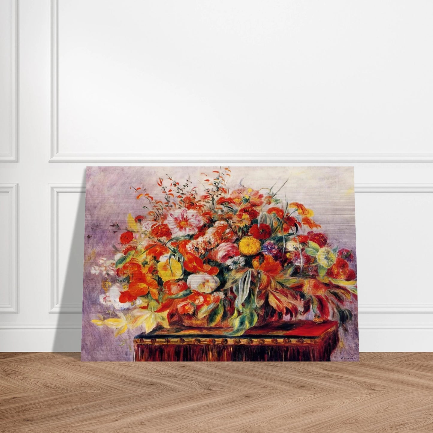 Basket of Flowers - Pierre-Auguste Renoir Brushed Aluminum Print - 70x100 cm / 28x40 inches | Pierre-Auguste Renoir Aluminum Print | Pierre-Auguste Renoir Prints