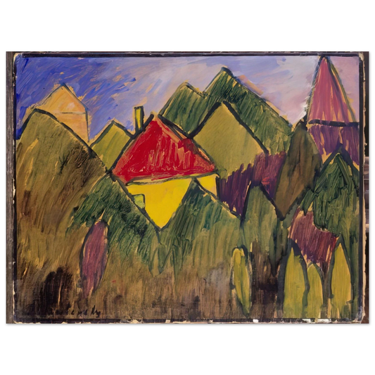 Alexej von Jawlensky - ROTE GIEBEL ROTE D CHER 1910  75x100 cm / 30x40inches Fine Art Poster