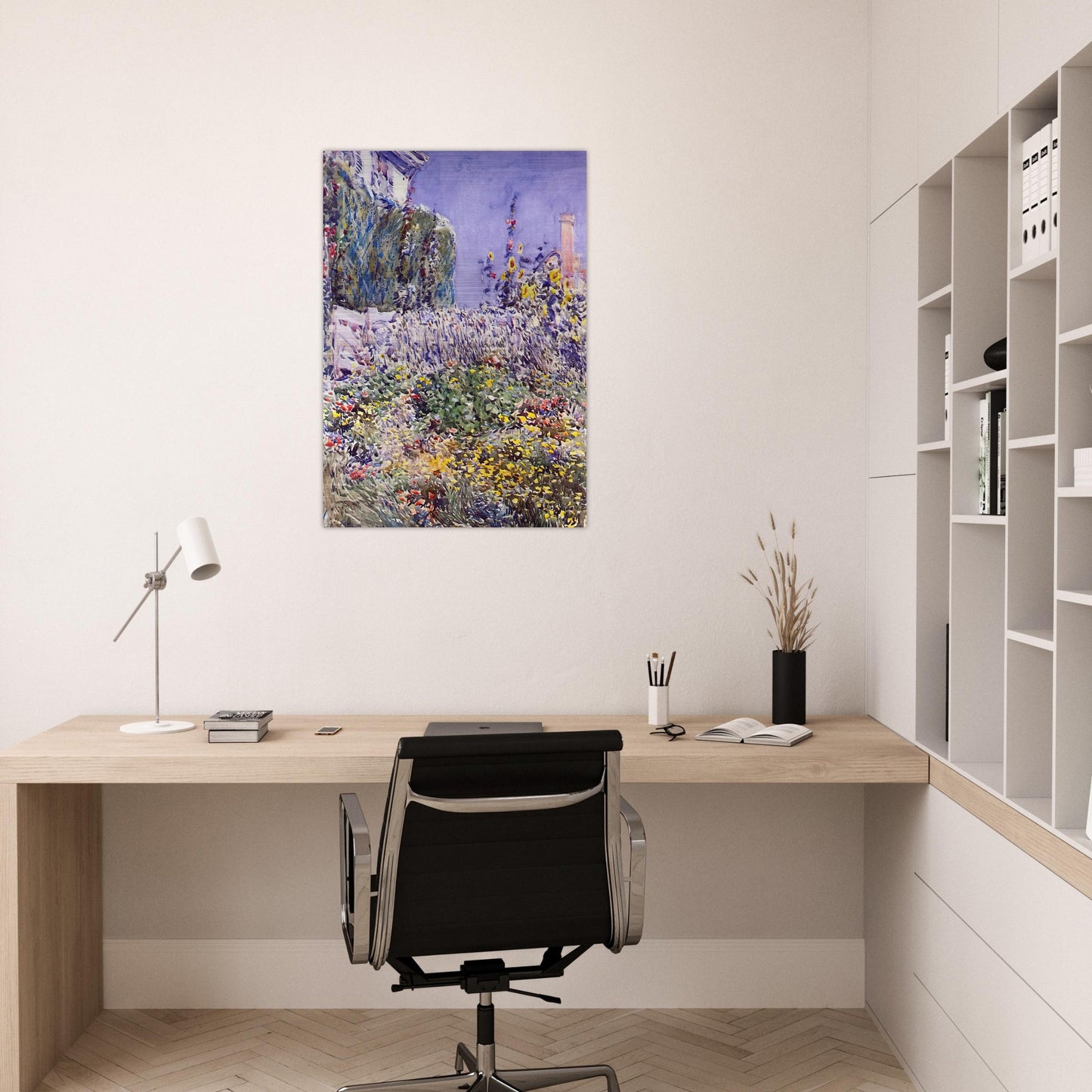 Dexter`s Garden - Childe Hassam Brushed Aluminum Print - 70x100 cm / 28x40 inches | Childe Hassam Aluminum Print | Childe Hassam Prints