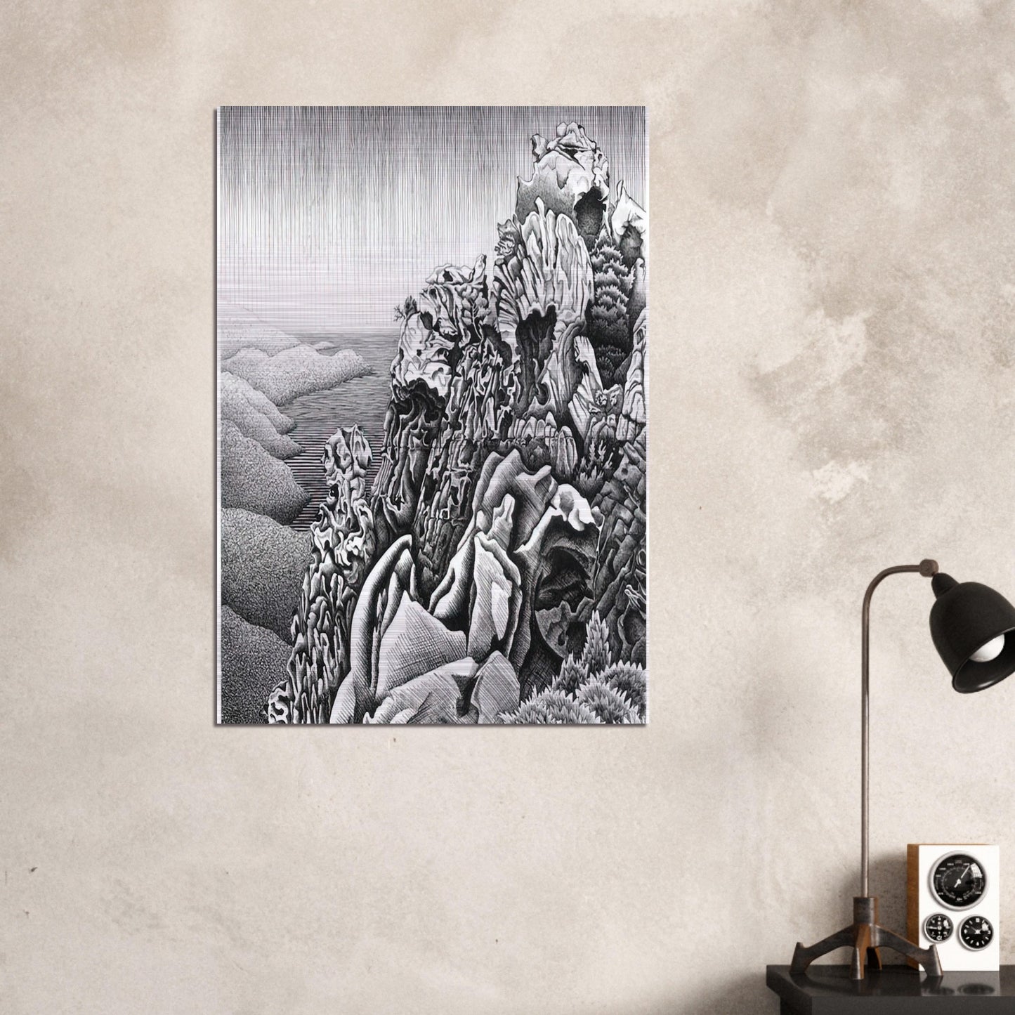 CALANQUES DE PIANA - MC Escher Brushed Aluminum Print - 70x100 cm / 28x40 inches | MC Escher Aluminum Print | MC Escher Prints | Maurits Cornelis Escher Prints
