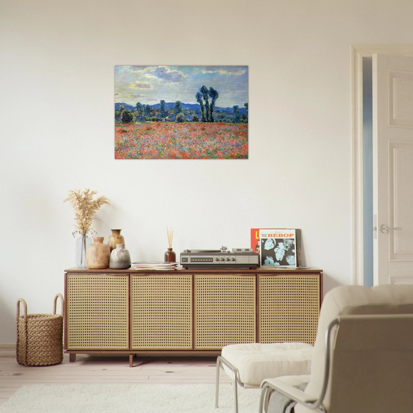Poppy Field in Giverny - claude monet Brushed Aluminum Print - 70x100 cm / 28x40 inches | claude monet Aluminum Print | claude monet Prints