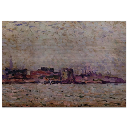 MORNING FOG OVER THE PORT OF VEER HOLLAND 1906 - Theo van Rysselberghe Brushed Aluminum Print - 70x100 cm / 28x40 inches | Theo van Rysselberghe Aluminum Print | Theo van Rysselberghe Prints