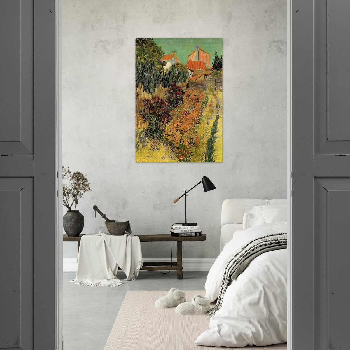 Garden Behind a House - Vincent van Gogh Brushed Aluminum Print - 70x100 cm / 28x40 inches | Vincent van Gogh Aluminum Print | Vincent van Gogh Prints
