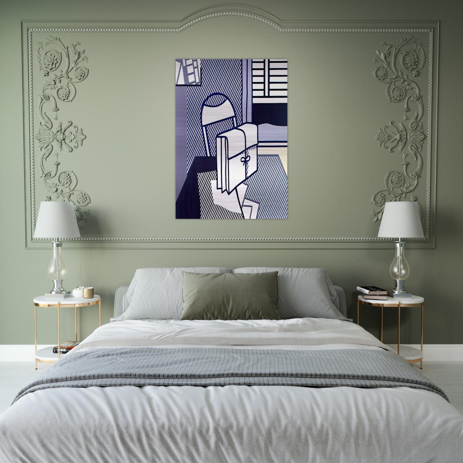 STILL LIFE WITH DOSSIER 1976 - Roy Lichtenstein Brushed Aluminum Print - 70x100 cm / 28x40 inches | Roy Lichtenstein Aluminum Print | Roy Lichtenstein Prints
