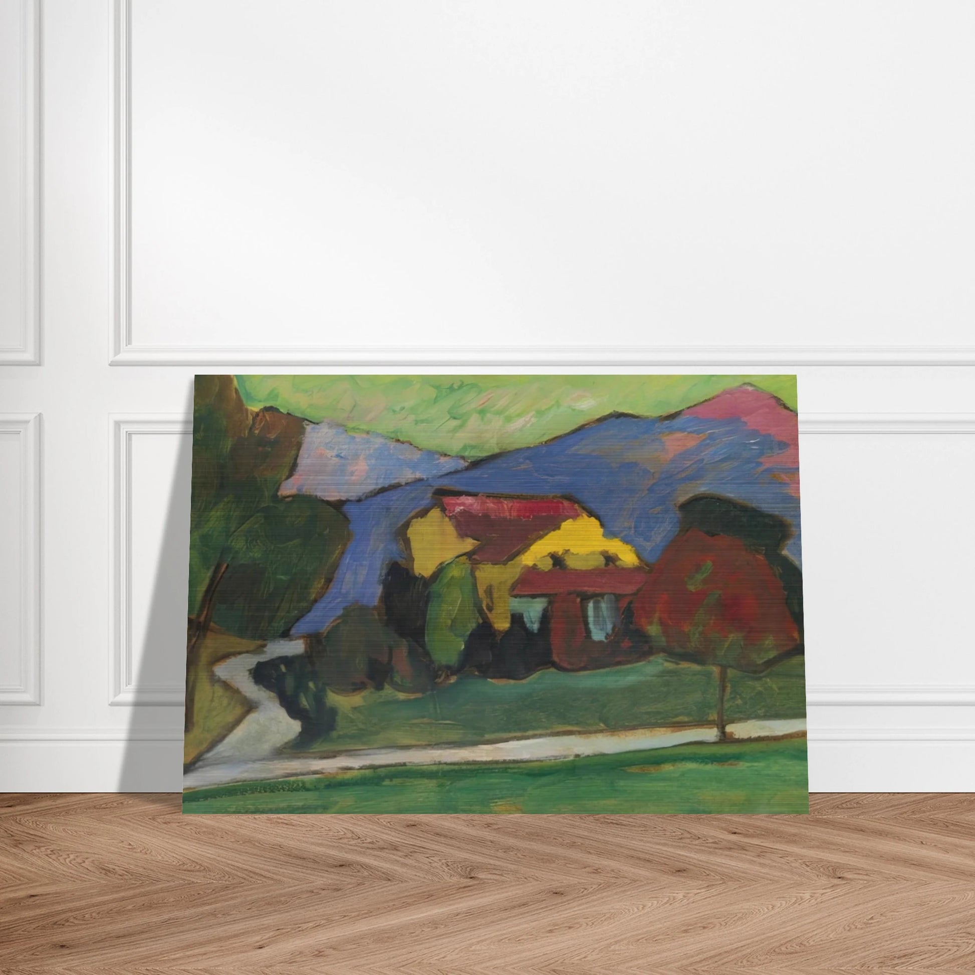 THE YELLOW HOUSE 1908 - Gabriele Munter Brushed Aluminum Print - 70x100 cm / 28x40 inches | Gabriele Munter Aluminum Print | Gabriele Munter Prints