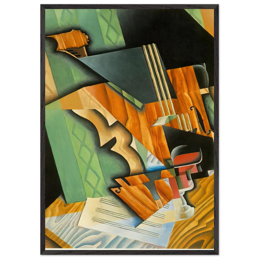 VIOLIN AND GLASS 1915 - Juan Gris 70x100 cm / 28x40 inches Framed Art Print – Black Wooden Frame