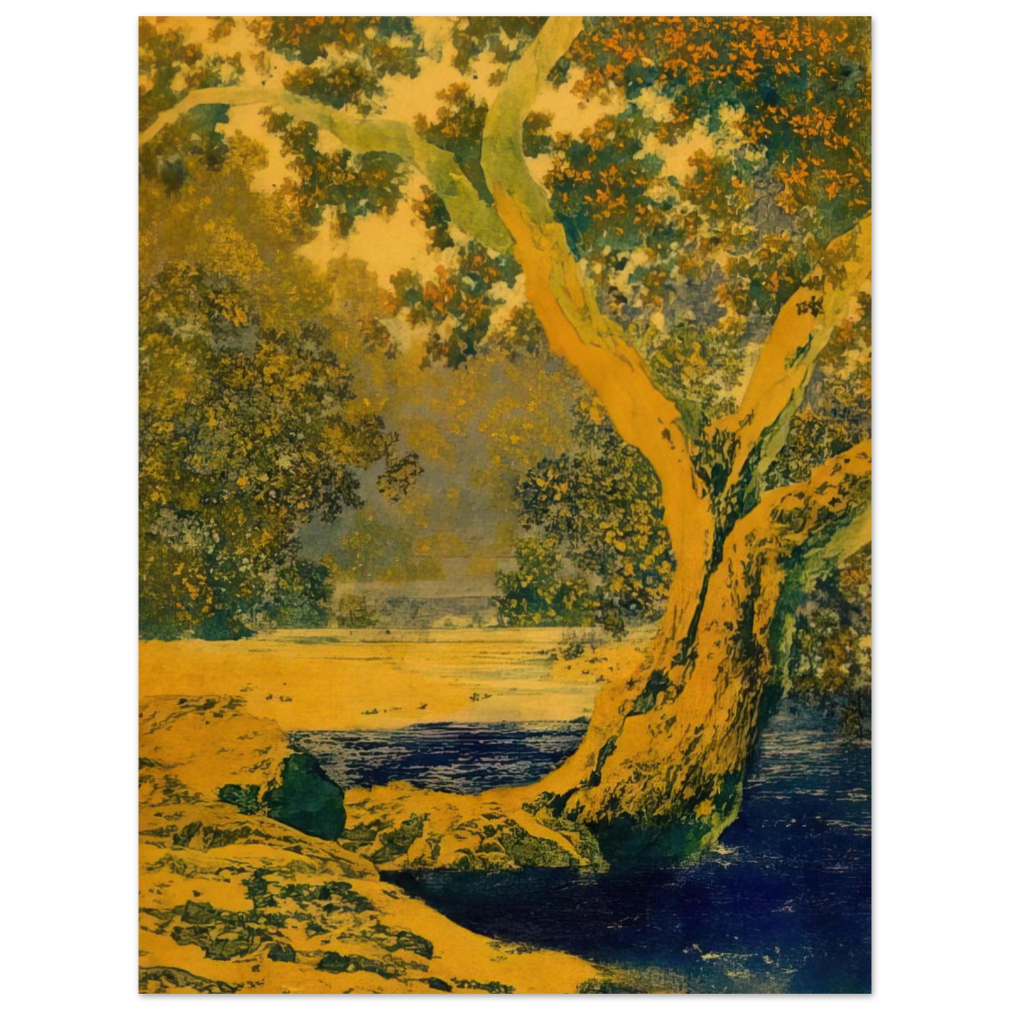 Maxfield Parrish - Study for Autumn Brook Wall Art - 21x29.7 cm / 8x12" - Fine Art Poster - -