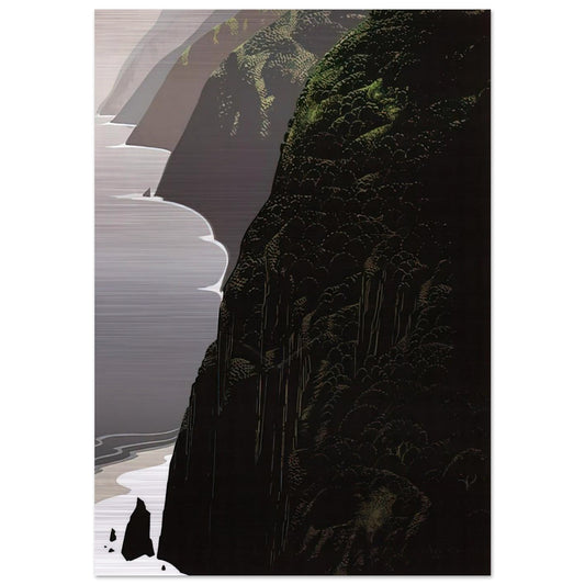 Big Sur Coastline - Eyvind Earle Brushed Aluminum Print - 70x100 cm / 28x40 inches | Eyvind Earle Aluminum Print | Eyvind Earle Prints