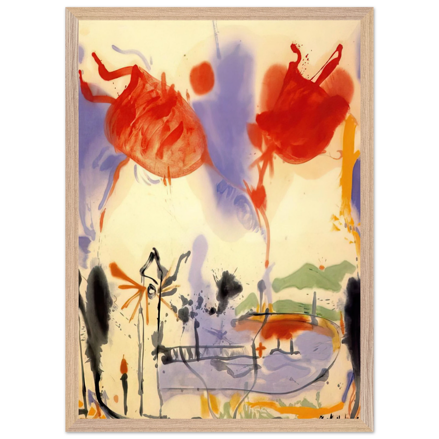 Helen Frankenthaler - Round Trip - 1957 Wall art - 45x60 cm / 18x24 inches - Premium Wooden Framed Poster With Fine Art Paper-canvas - Wood frame