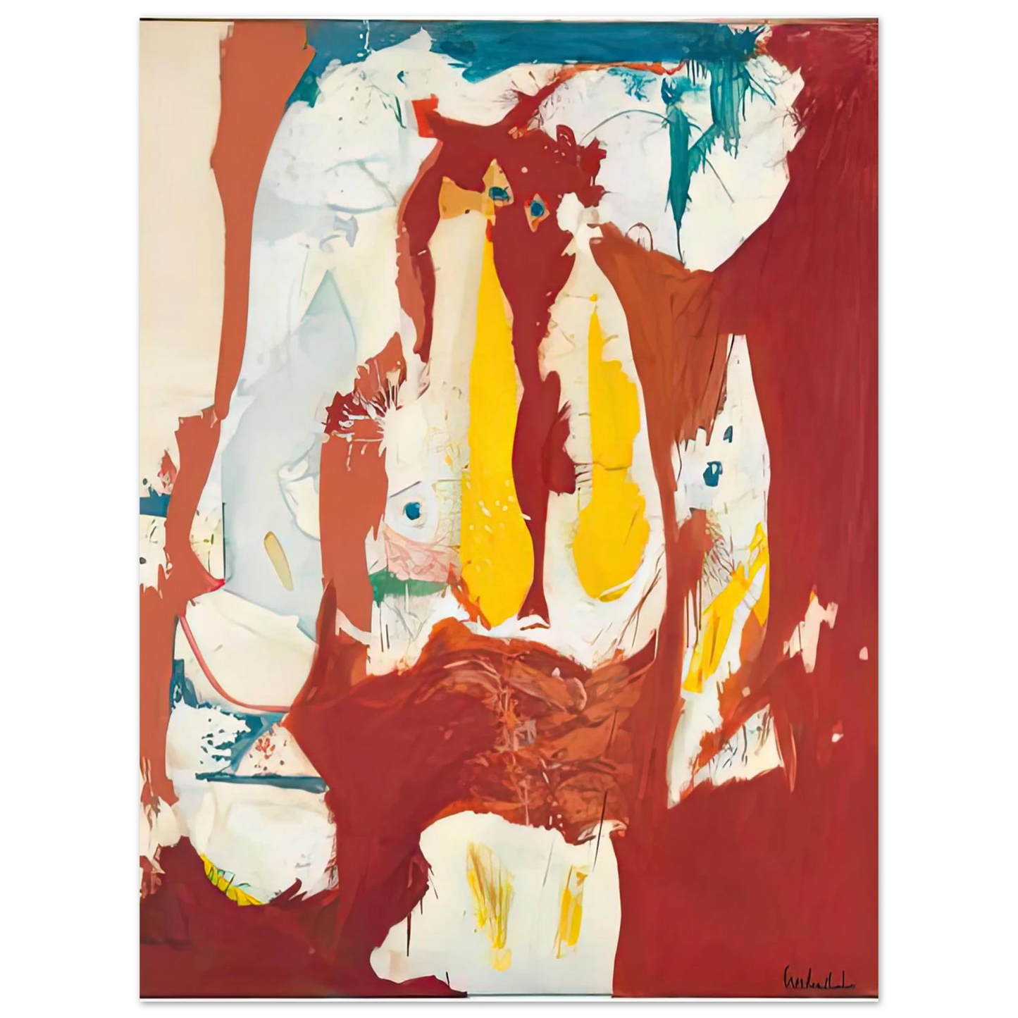 Helen Frankenthaler - The Red Sea, 1959- Wall Art - 21x29.7 cm / 8x12" - Premium Wooden Framed Poster With Fine Art Paper-canvas - Wood frame