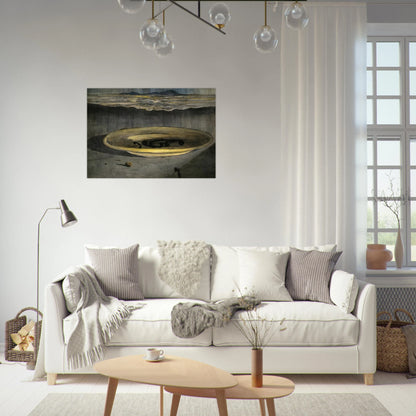 LANDSCAPE WITH TELEPHONES ON A PLATE - Salvador Dali Brushed Aluminum Print - 70x100 cm / 28x40 inches | Salvador Dali Aluminum Print | Salvador Dali Prints