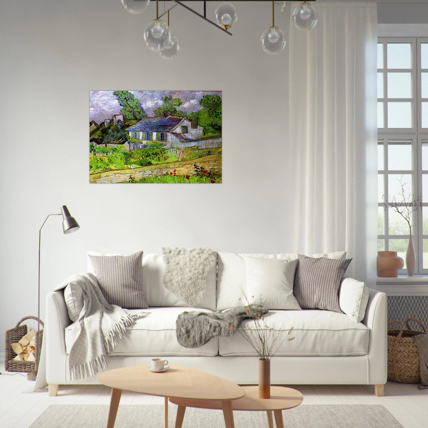 Houses in Auvers - Vincent van Gogh Brushed Aluminum Print - 70x100 cm / 28x40 inches | Vincent van Gogh Aluminum Print | Vincent van Gogh Prints