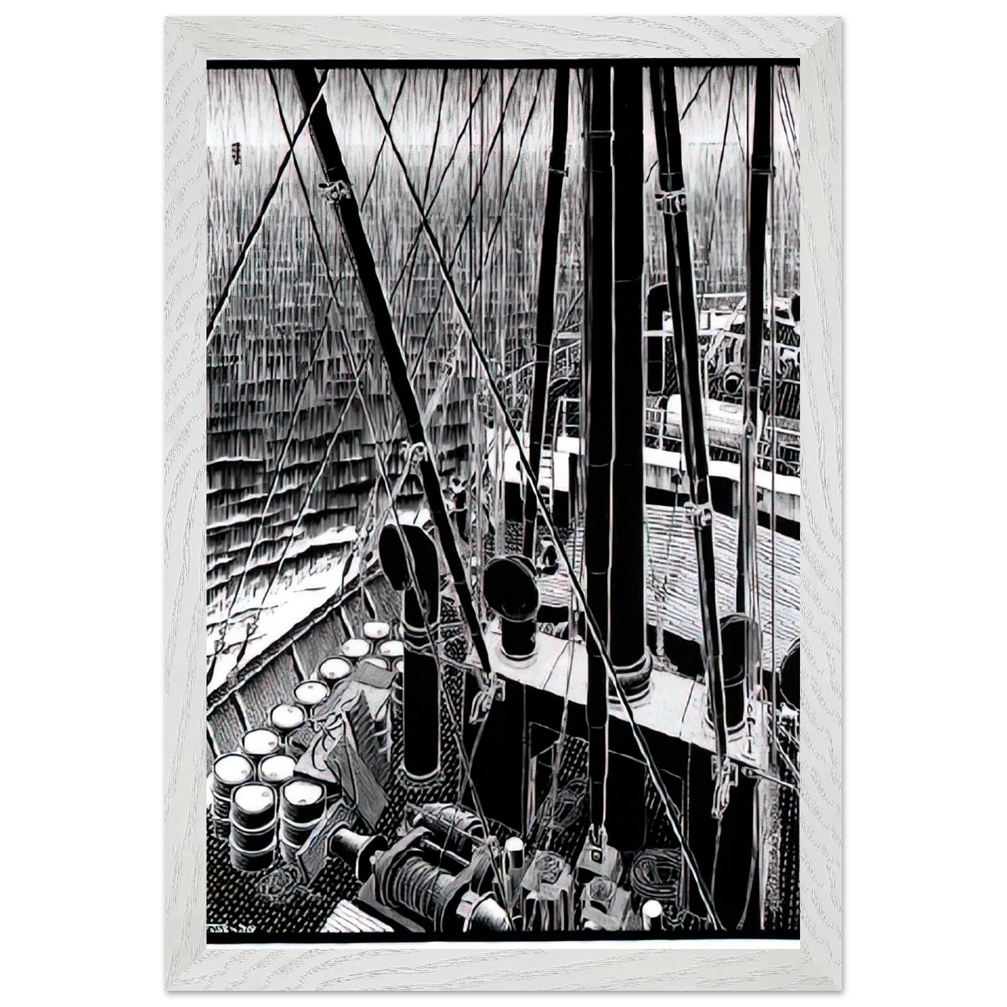 MC Escher - FREIGHTER SEPTEMBER 1936 1936 Wall Art - 30x40 cm / 12x16 inches - Premium Wooden Framed Poster With Fine Art Paper-canvas - Black frame