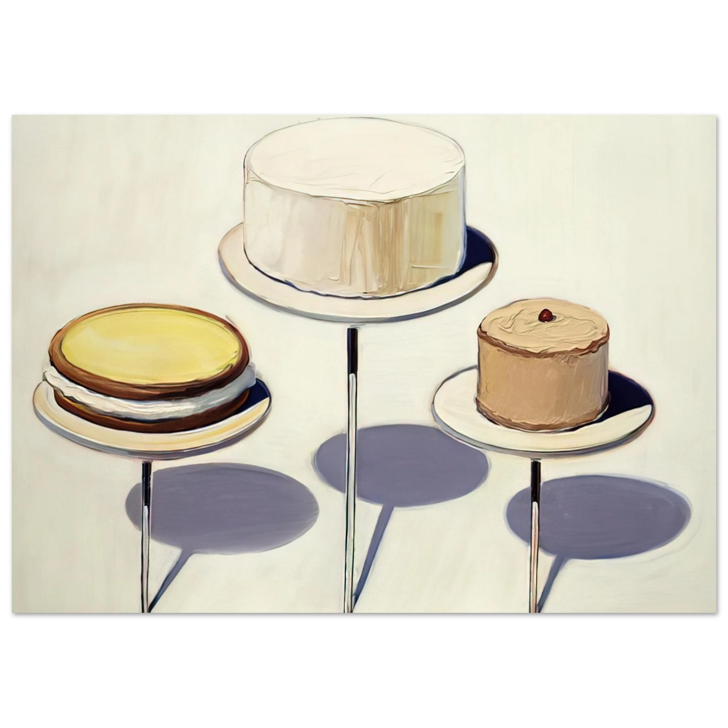 Wayne Thiebaud - Display Cakes - 1963 Wall Art - 21x29.7 cm / 8x12" - Premium Wooden Framed Poster With Fine Art Paper - Black frame