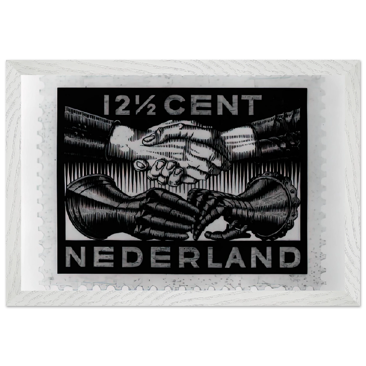 MC Escher - DESIGN FOR DUTCH PEASE POSTAGE STAMP MARCH 1932 1932 Wall Art - 30x40 cm / 12x16 inches - Premium Wooden Framed Poster With Fine Art Paper - Wood frame