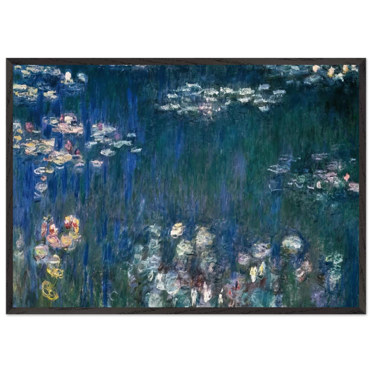 Water Lilies Green Harmony - claude monet 70x100 cm / 28x40 inches Framed Art Print – Black Wooden Frame