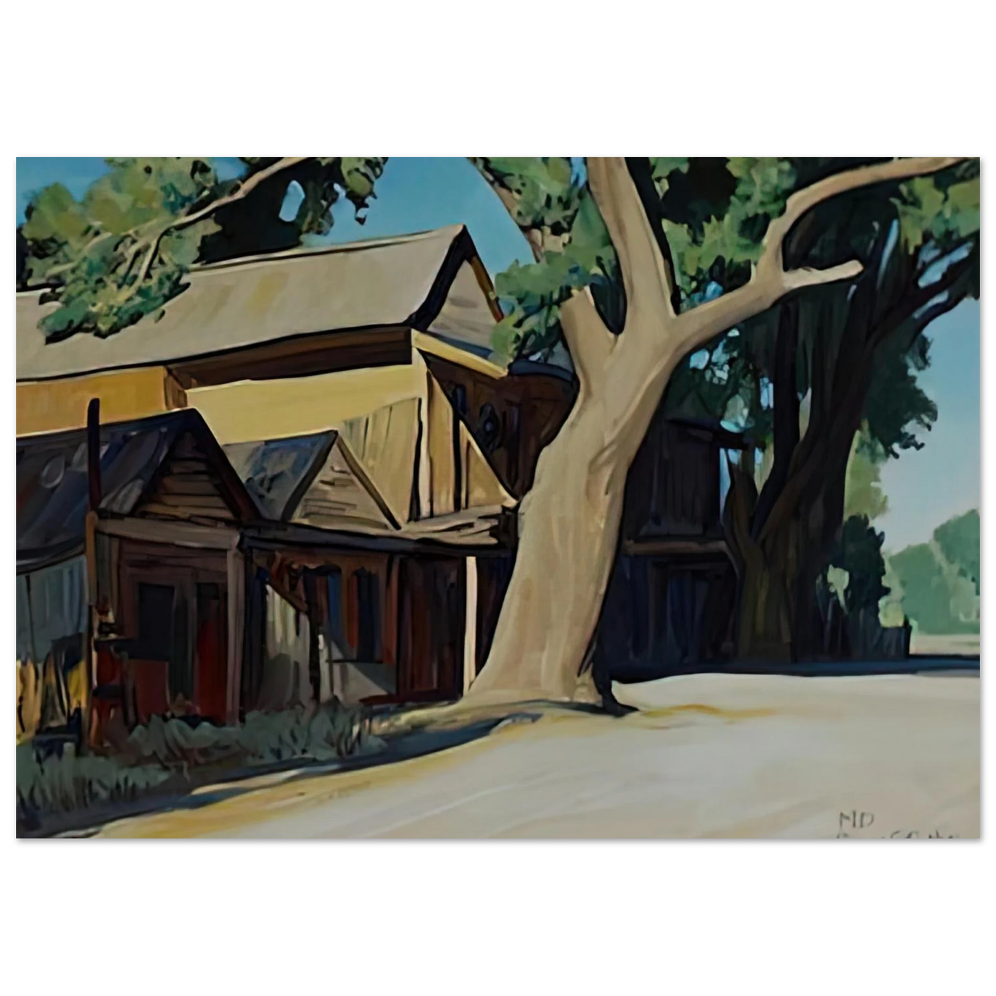 Maynard Dixon - OLD CHINATOWN CARSON CITY NEVADA 1937 Wall art - A2 (42 x 59.4  cm) - Premium Wooden Framed Poster With Fine Art Paper-canvas - Wood frame