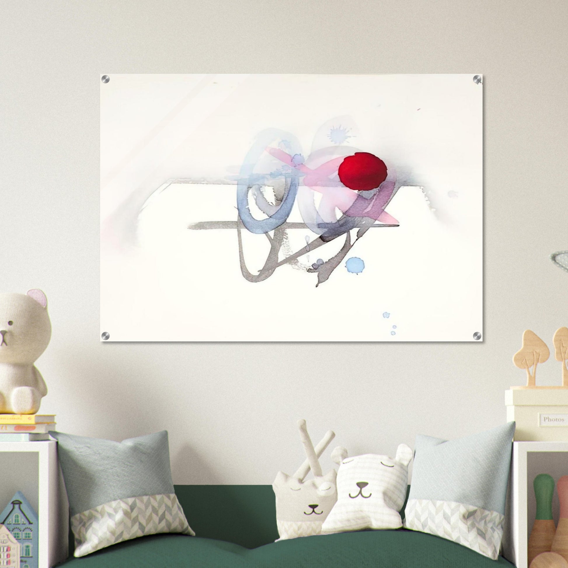 UNTITLED RED BLACK PINK AND BLUE - Luis Feito Acrylic Print - 70x100 cm / 28x40″ inches