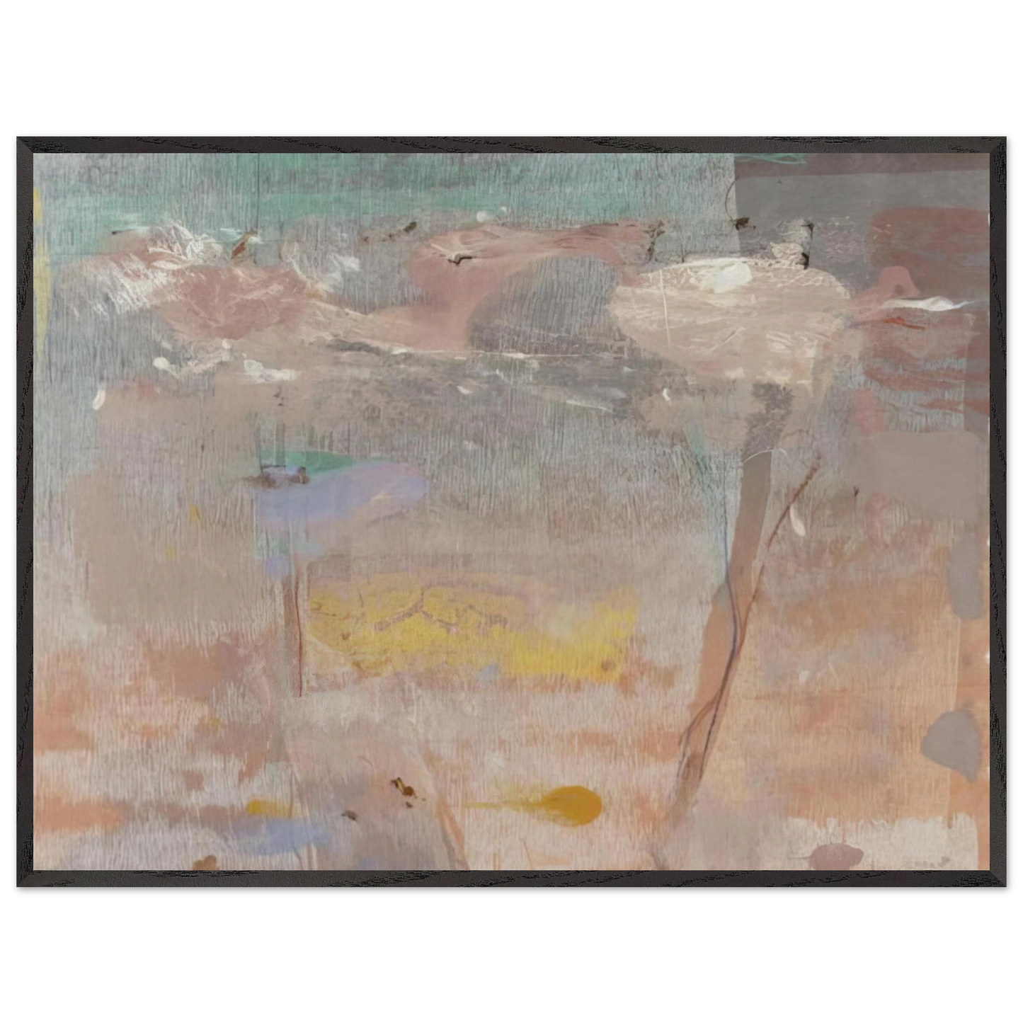 Helen Frankenthaler - Monotype I - 1981 Wall art - 28x43  cm / XL (11x17 inches) - Premium Wooden Framed Poster With Fine Art Paper-canvas - Black frame