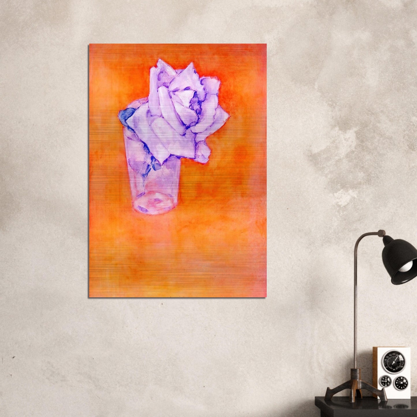 White Rose in a Glass - Piet Mondrian Brushed Aluminum Print - 70x100 cm / 28x40 inches | Piet Mondrian Aluminum Print | Piet Mondrian Prints